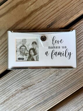 Mud Pie Love Makes Us A Family White Silver Frame 3.5x6